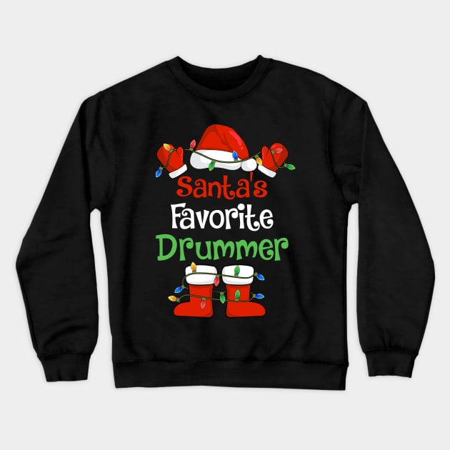 Santa's Favorite Drummer Funny Christmas Pajamas Crewneck Sweatshirt by cloverbozic2259lda